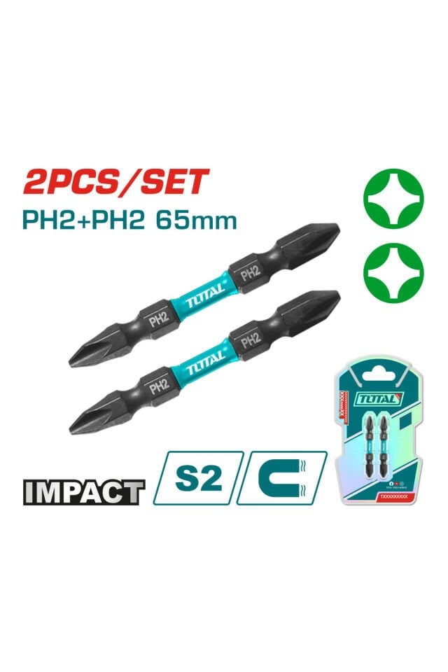 TOTAL DARBELİ ÇİFT TARAFLI 65 MM BİTS UÇ SETİ TACIM72HL665