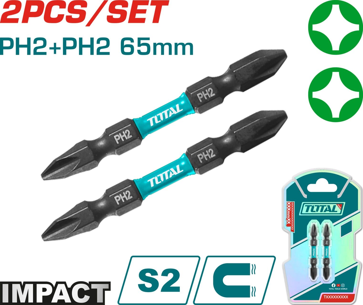 TOTAL DARBELİ ÇİFT TARAFLI BİTS UÇ TACIM72PH265