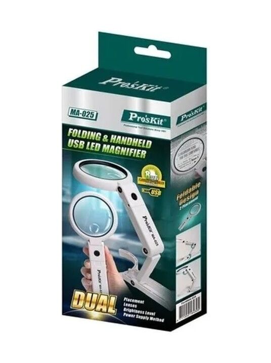 MA-025 Masa ve El Tipi Olabilen Işık Büyüteç 11D(3.75X) 24D(7X) 8 LEDL