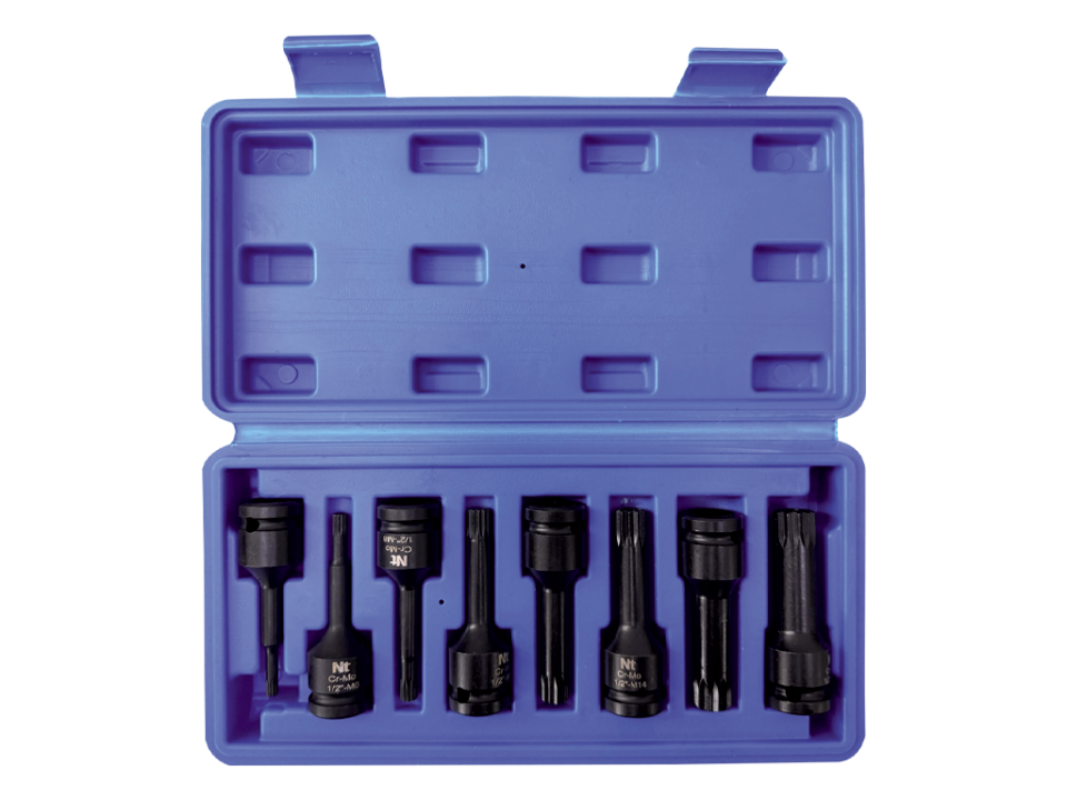 NT 8 Parça 1/2inç Cr-Mo M-Tipi Uzun Lokma Seti NTZSETU12M