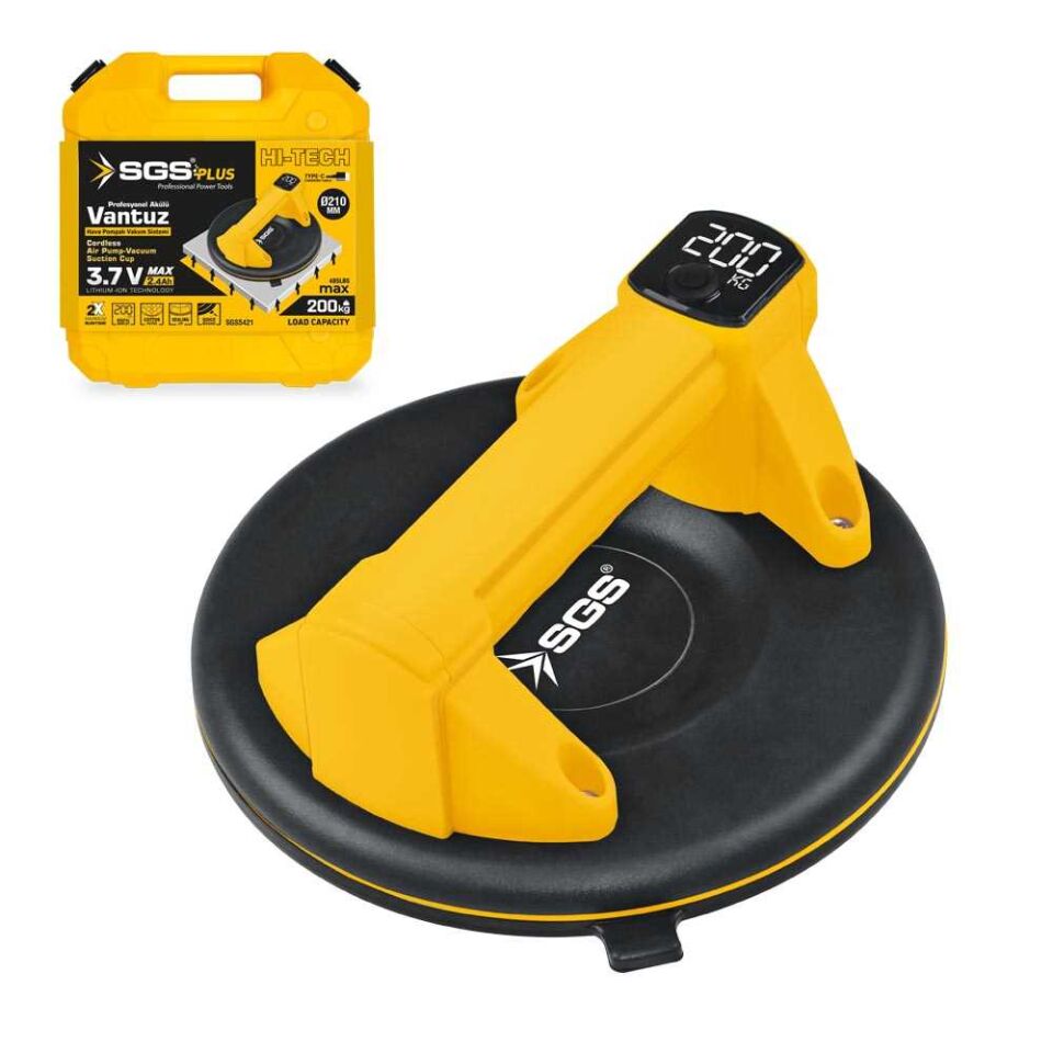 Sgs5421 - 200 Kg Akülü Vakumlu Seramik Ahşap Cam Taşıma Vantuzu 3.7 Volt 2.4 Amper