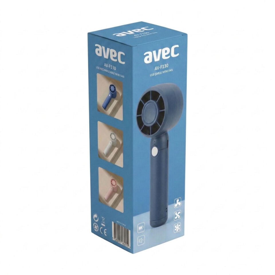 AVEC AV-F130 USB Şarjlı Mini Fan 3 Kademeli Taşınabilir El Fanı Type-C Şarjlı Masaüstü Fan