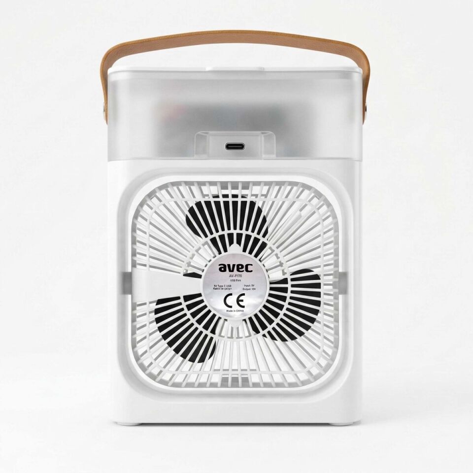 AVEC AV-F170 Su Spreyli USB Mini Fan 3 Kademe Hız Led Işıklı Masaüstü Klima Fan Nemlendirici Taşınabilir Soğutucu
