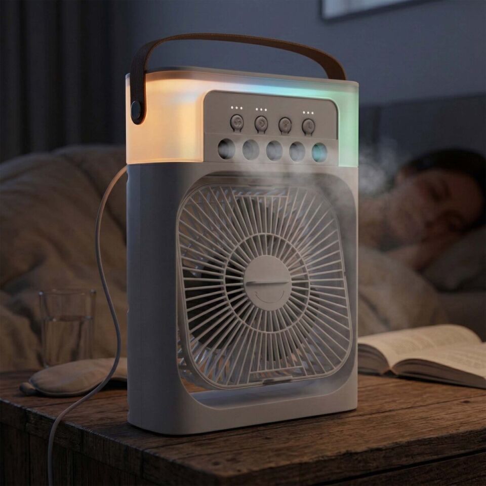 AVEC AV-F170 Su Spreyli USB Mini Fan 3 Kademe Hız Led Işıklı Masaüstü Klima Fan Nemlendirici Taşınabilir Soğutucu