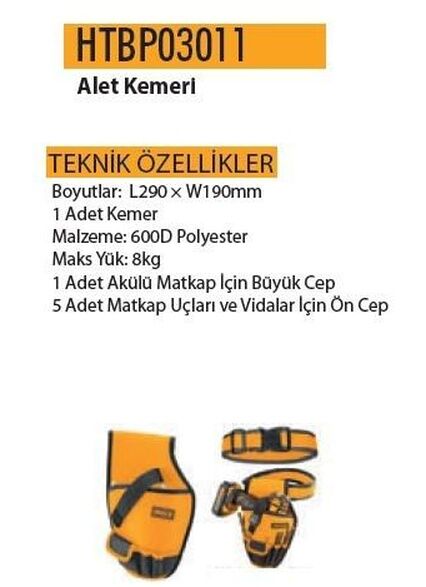İngco Cepli Alet Kemeri 6 Gözlü Ayarlı Kemerli 290x190mm Htbp03011