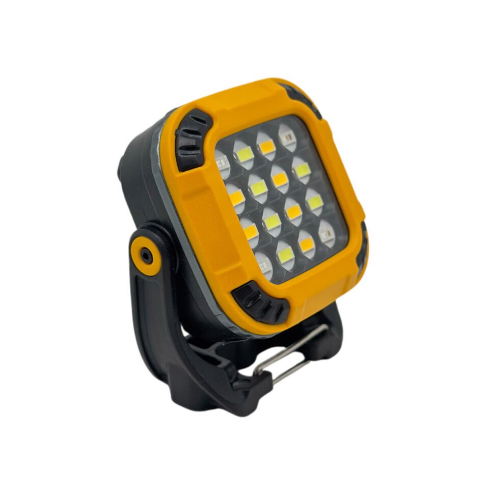 PANTHER PT-6217 USB Şarjlı El Feneri 3W 16 SMD Led 500 Lumen Beyaz Sarı Kırmızı Işık SOS Modu Taşınabilir Kamp Feneri