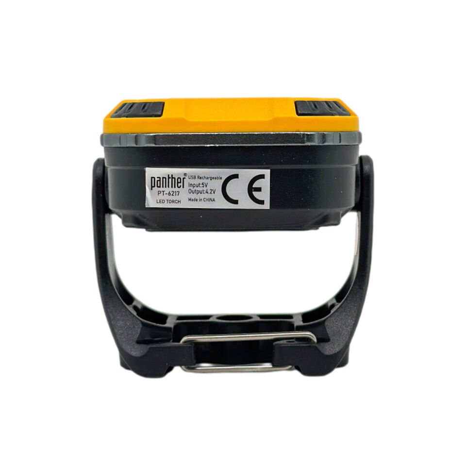 PANTHER PT-6217 USB Şarjlı El Feneri 3W 16 SMD Led 500 Lumen Beyaz Sarı Kırmızı Işık SOS Modu Taşınabilir Kamp Feneri