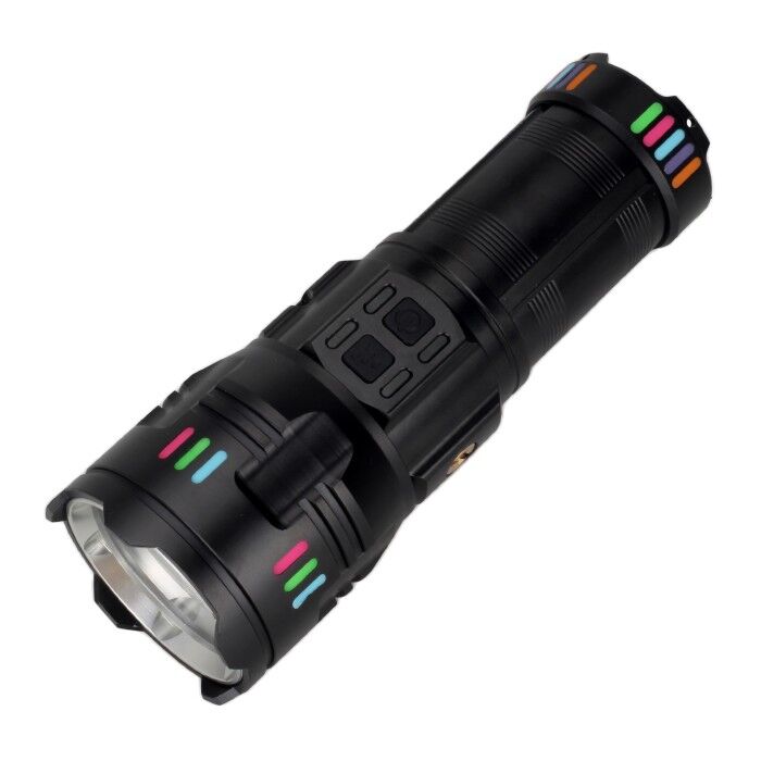 PANTHER PT-4117 USB Şarjlı El Feneri 50W 6000 Lumen Lazer & Led Zoom Dimmer Powerbank Tripod Uyumlu Renkli Lensler