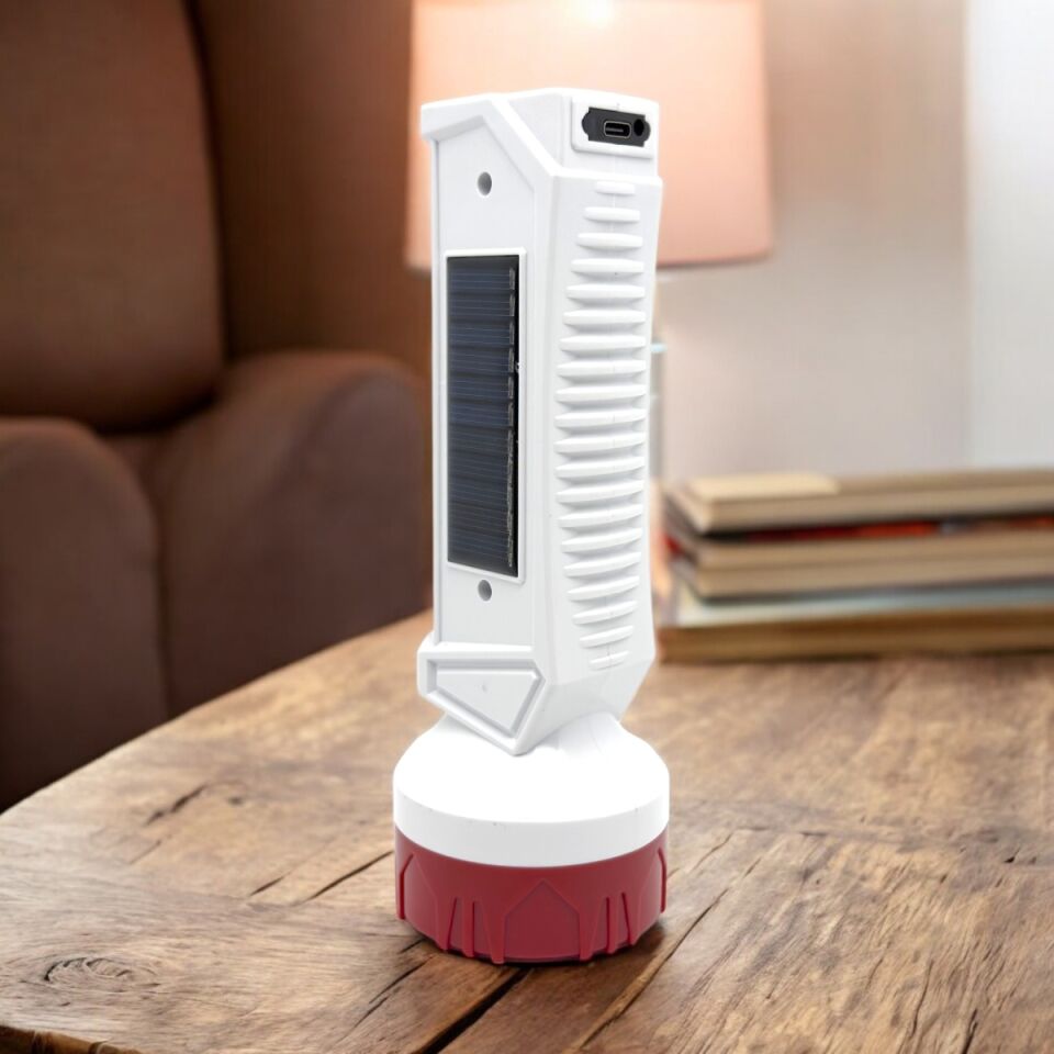 PANTHER PT-9930 USB Şarjlı Solar El Feneri 2W Led COB Led 300 Lumen Taşınabilir Güneş Enerjili Kamp ve Acil Durum Feneri