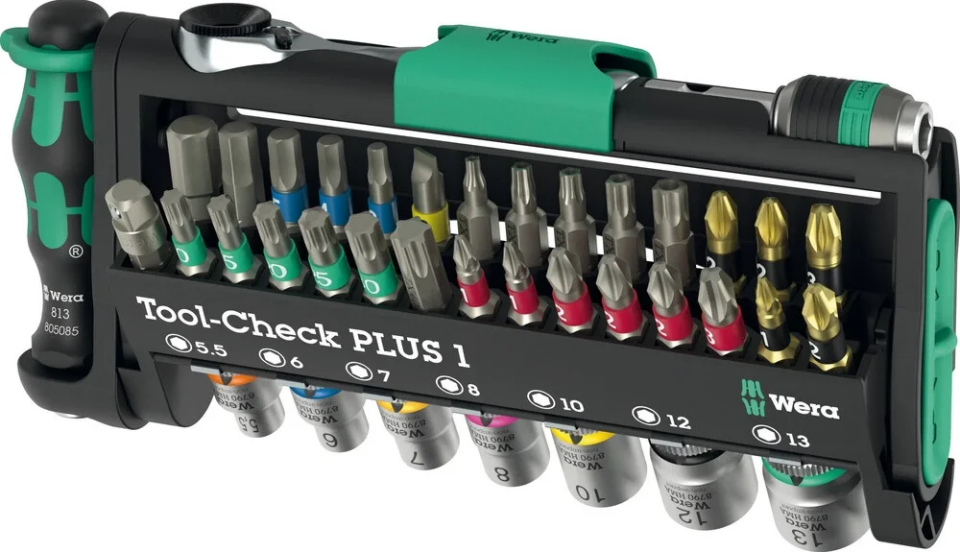 Wera Tool-Check PLUS 1 – 39 Parçalı Bits & Lokma Seti BiTorsion Zyklop Mini Cırcır Adaptör Rapidaptor Manuel & Makineli Kullanım