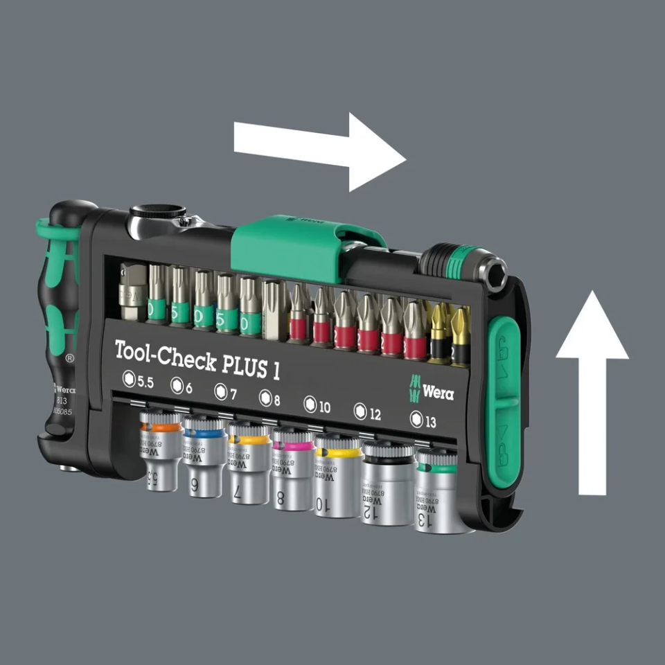 Wera Tool-Check PLUS 1 – 39 Parçalı Bits & Lokma Seti BiTorsion Zyklop Mini Cırcır Adaptör Rapidaptor Manuel & Makineli Kullanım