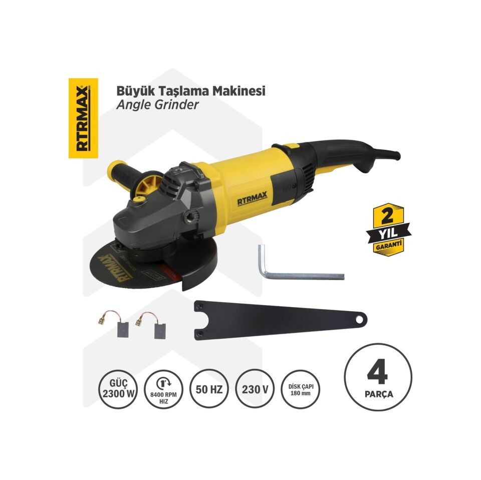Rtrmax RTM1180 Büyük Taşlama Makinası 180 mm 2300 W