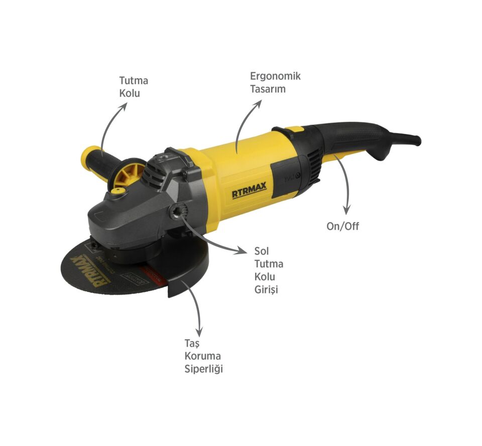 Rtrmax RTM1180 Büyük Taşlama Makinası 180 mm 2300 W