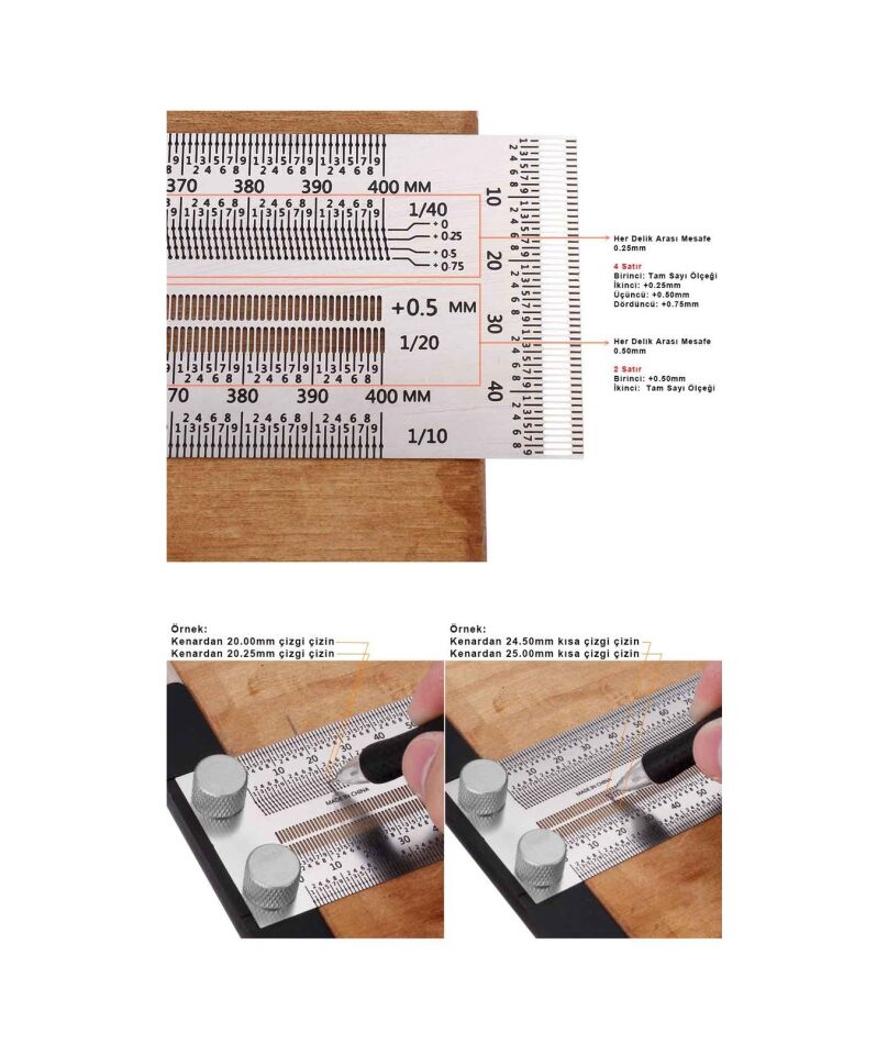 Rox Wood 0090 Hassas İşaretleme Şablon Paslanmaz T Cetvel 300 Mm