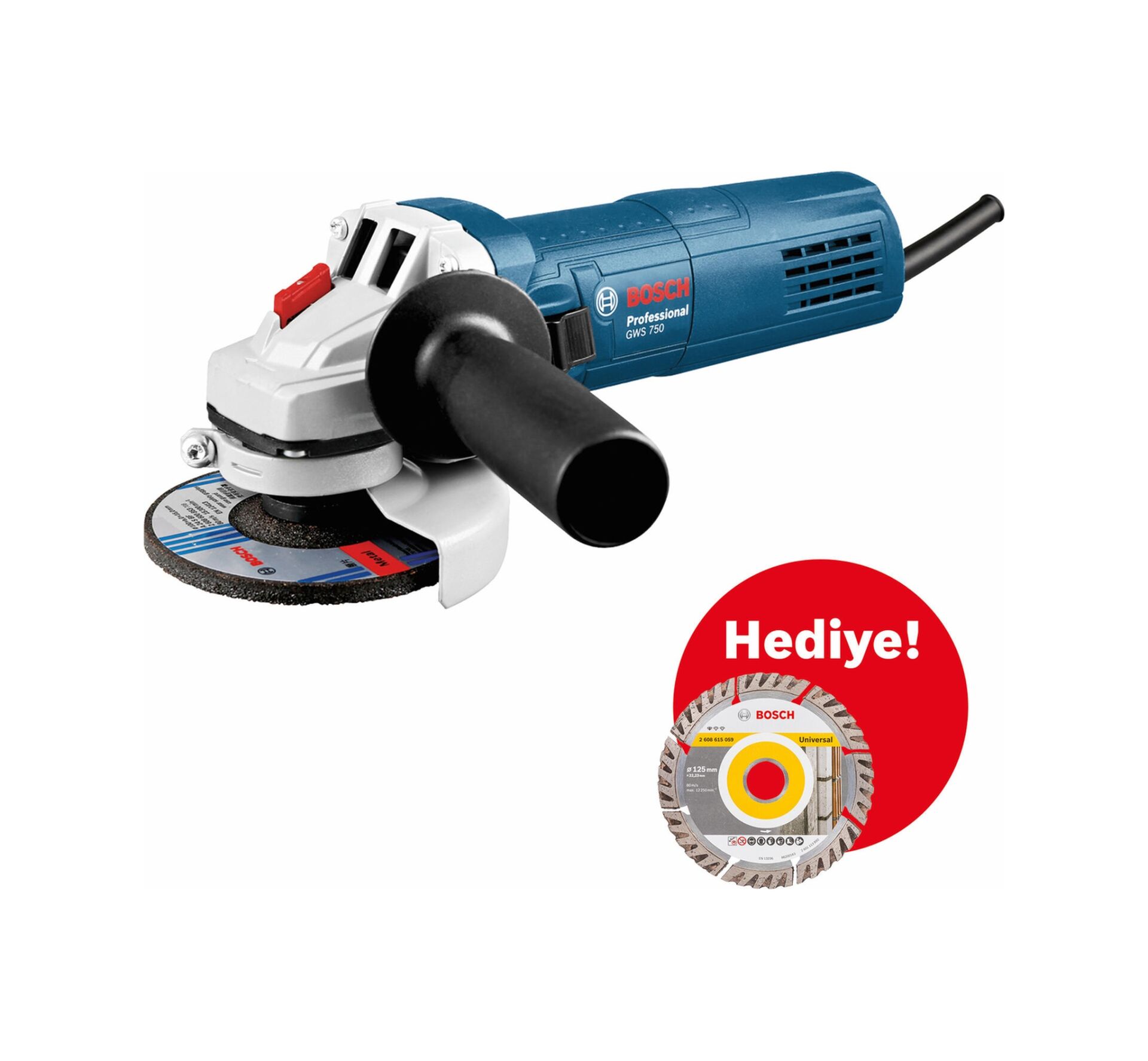 Bosch Professional GWS 750-125 Avuç Taşlama + 1 Adet Disk - 060139400D