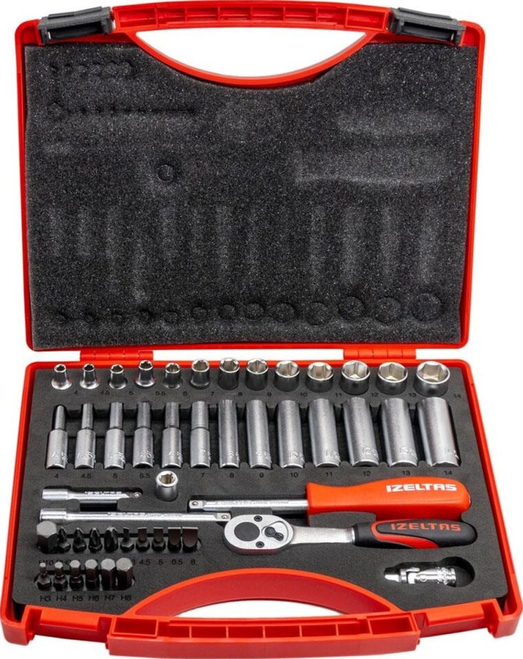 İZELTAŞ LOKMA TAKIMI 1/4 ANAHTAR VE BİTS SETİ 48 PARÇA