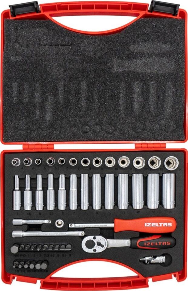 İZELTAŞ LOKMA TAKIMI 1/4 ANAHTAR VE BİTS SETİ 48 PARÇA