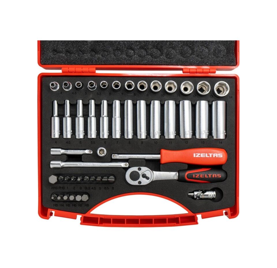 İZELTAŞ LOKMA TAKIMI 1/4 ANAHTAR VE BİTS SETİ 48 PARÇA