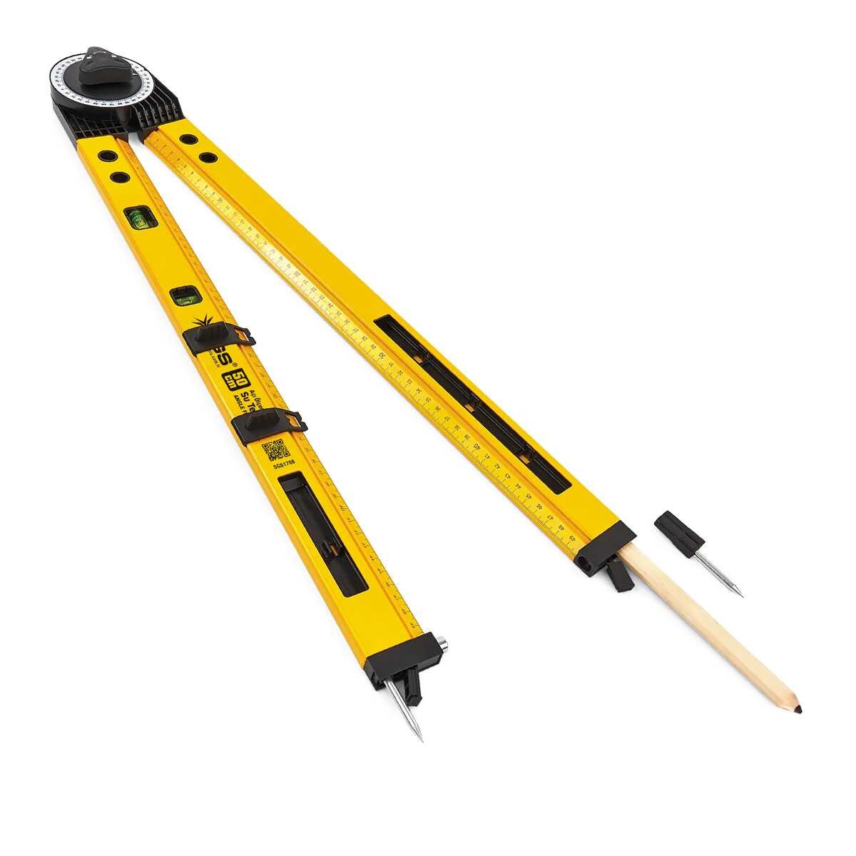 Sgs1708 Alüminyum Gövdeli Gönye Açı Ölçer Su Terazisi 50 Cm