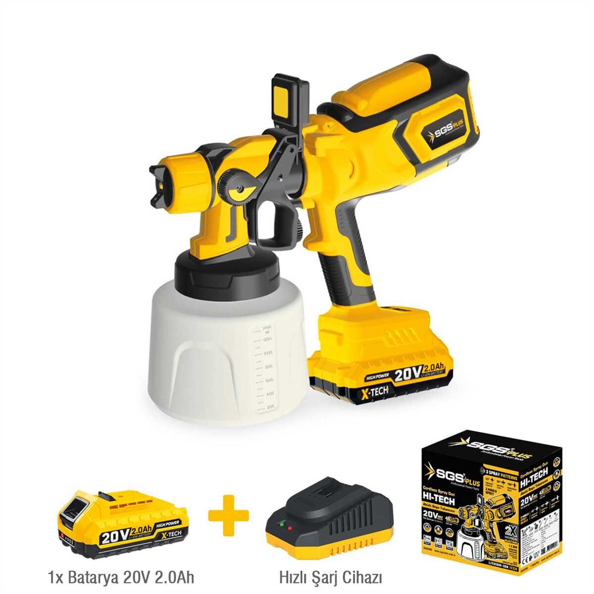 Sgs 5460 20V 2AH Akülü Boya Püskürtme Tabancası