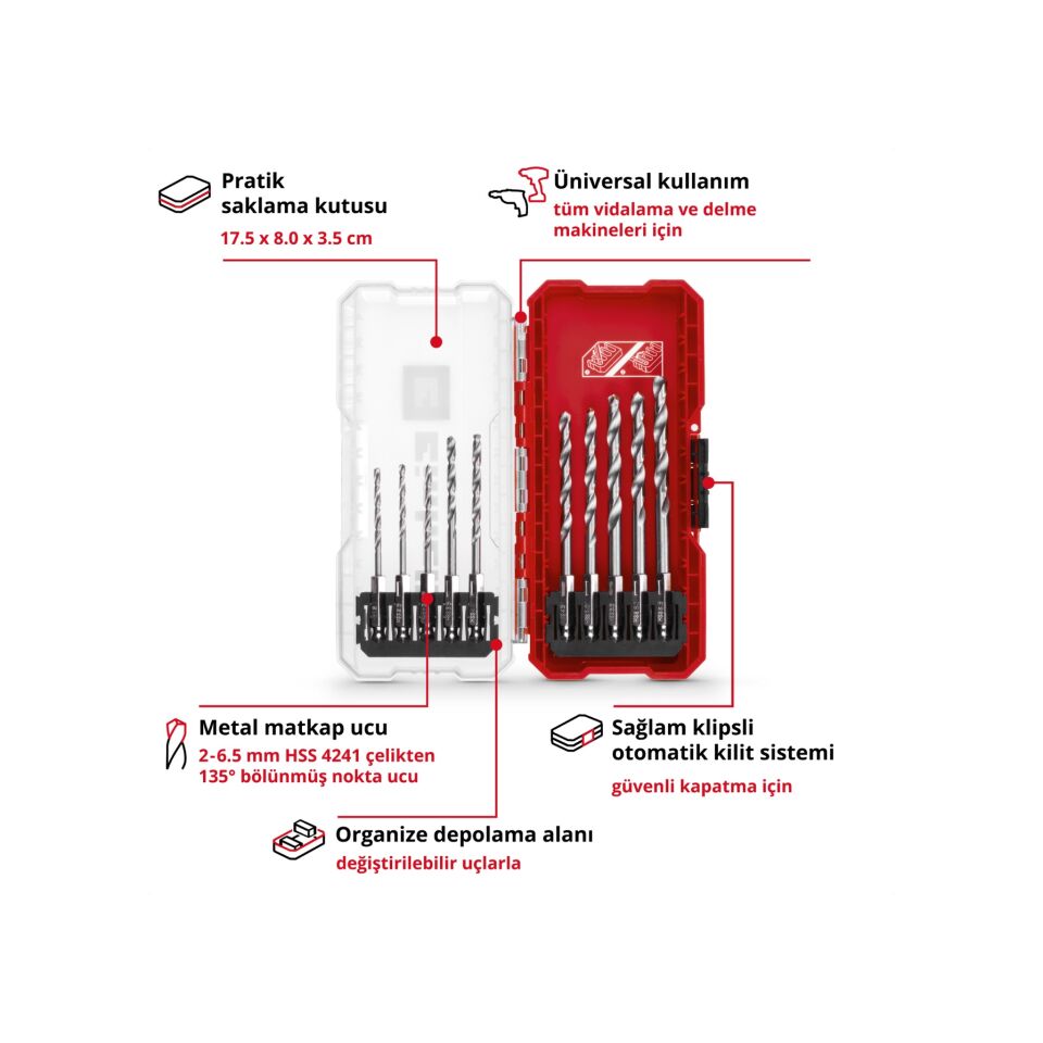 EINHELL S-CASE Metallbo.Kass. 10tlg LS Metal delme uç seti 10 parça