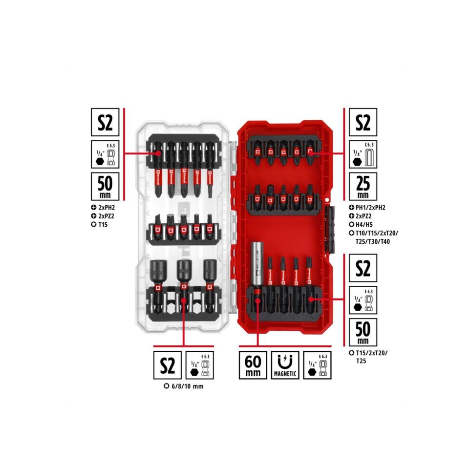 EINHELL S-CASE Kassette 28tlg LS 28 Parça Uç Seti
