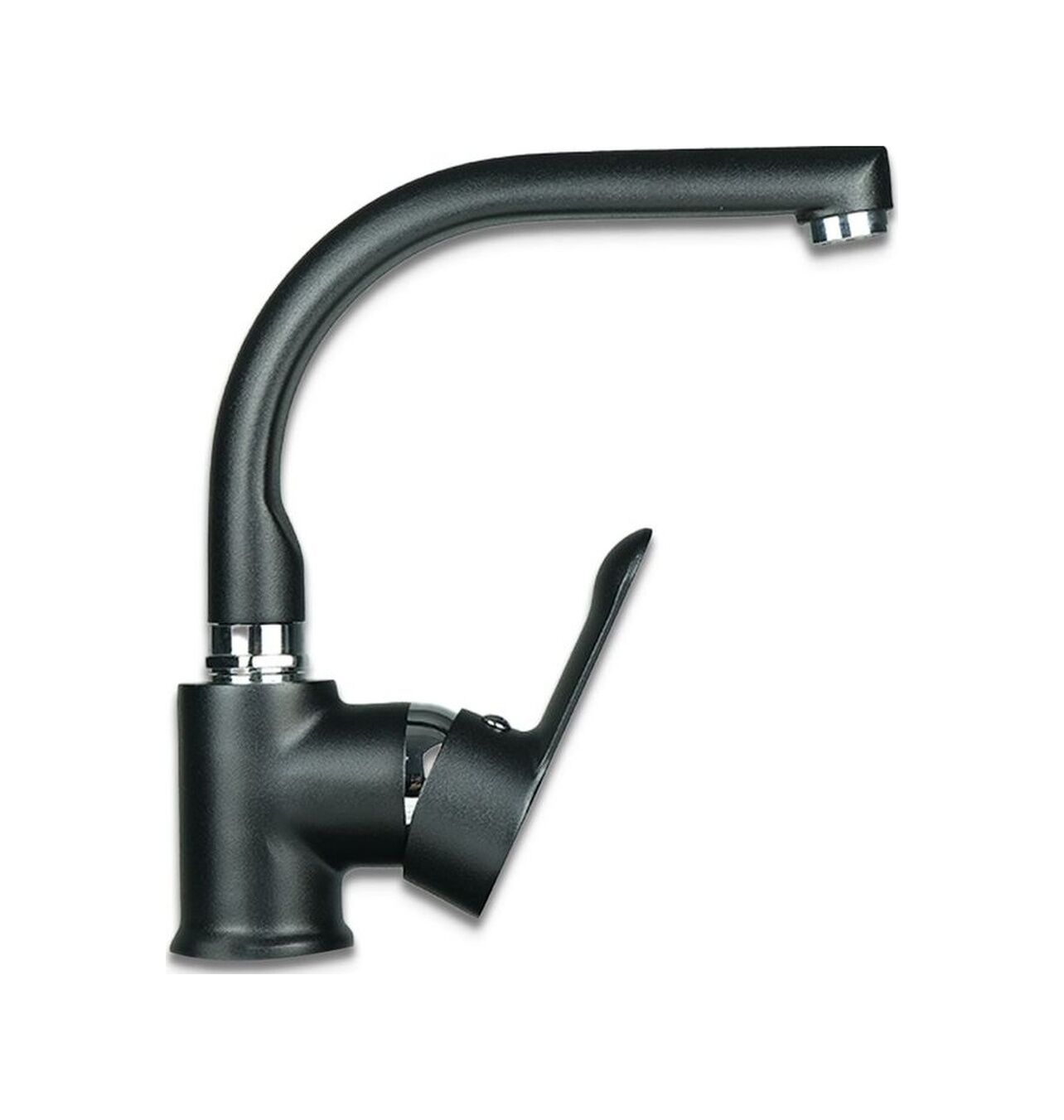 Polisu Milas Mix Kuğu Lavabo Bataryası Krom - Siyah Mls301K