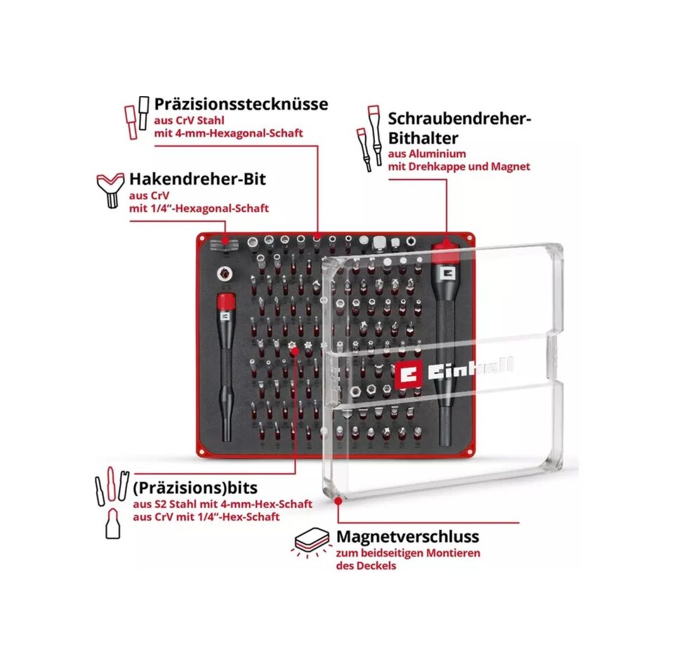 EINHELL Präzisionsbit Set 114tlg Werkzeug Zubehör