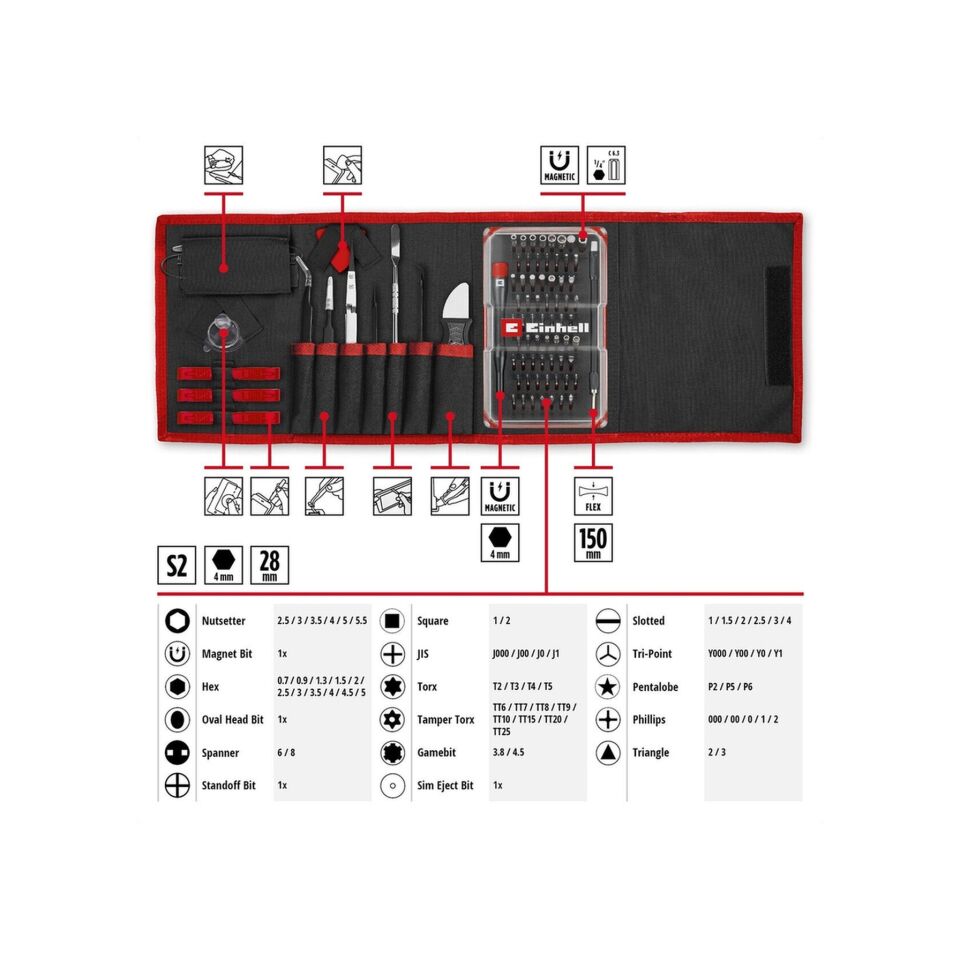 EINHELL Präzisionsbit Set 84tlg Werkzeug Zubehör