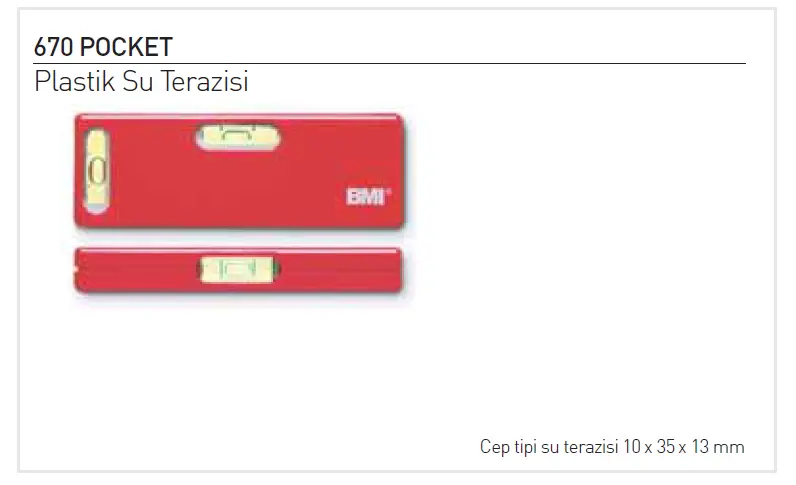 BMI 670 Pocket Plastik Su Terazisi