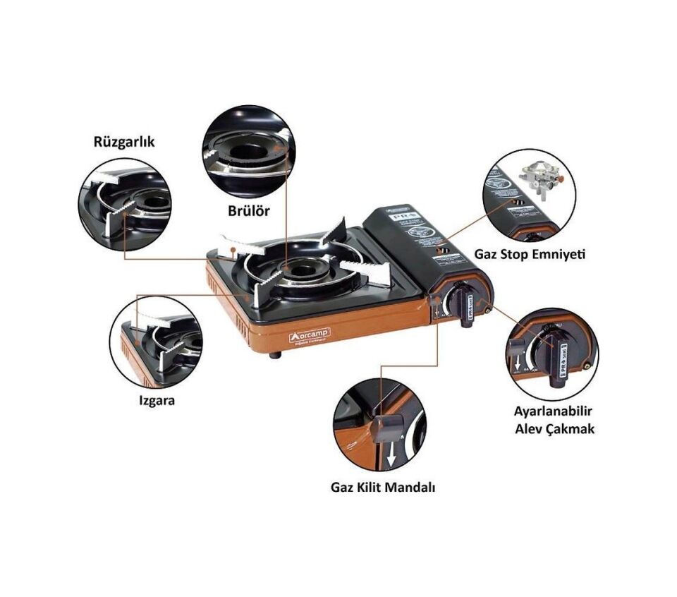 ORGAZ CK-505/TEKLİ PORTATİF OCAK KÖŞELİ TURUNCU