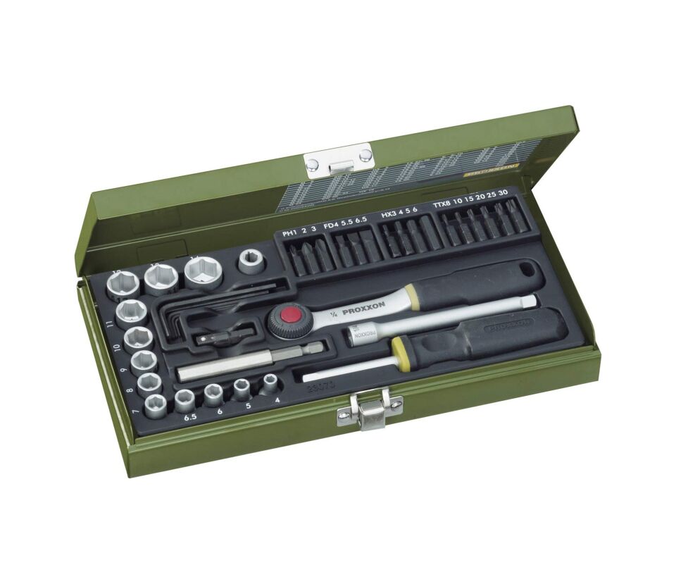 Proxxon 23070 1/4'' Cırcır Kolu 39 Parçalı Lokma Ve Bits Takımı