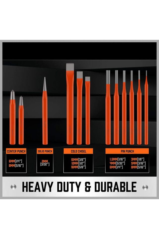 Titi 6016 Düz Konik Pim Zımba Keski Takımı 12 Parça