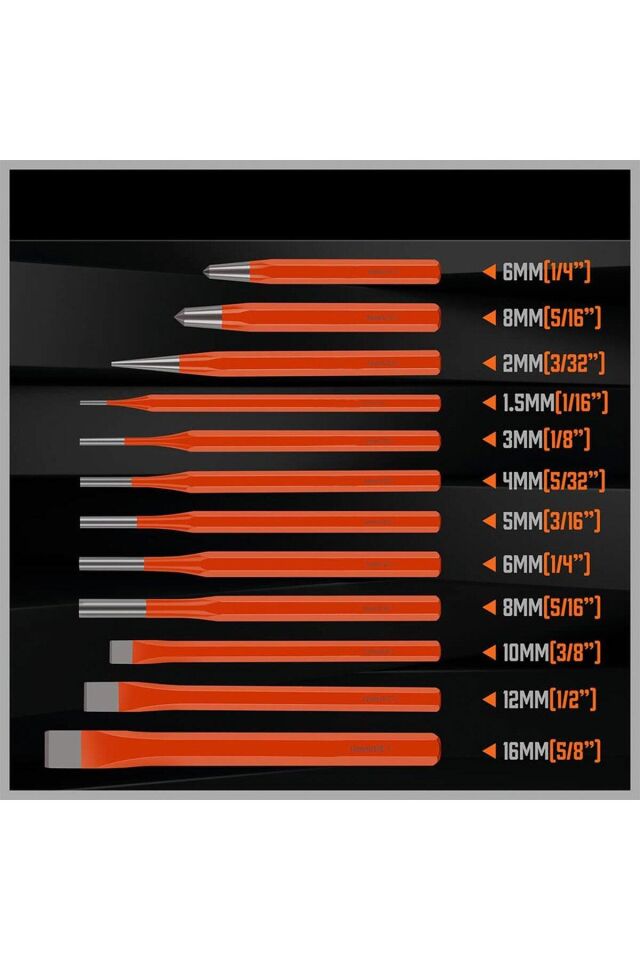 Titi 6016 Düz Konik Pim Zımba Keski Takımı 12 Parça