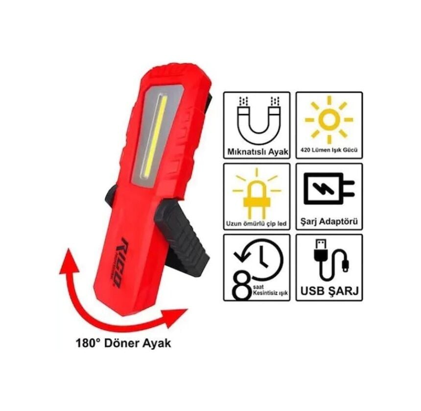 RİCO ŞARJZLI LED EL LAMBASI 420 LM