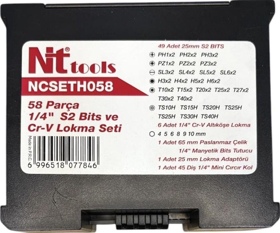 Nttools Bits Uç Ve Lokma Seti 1/4'' 58 Parça