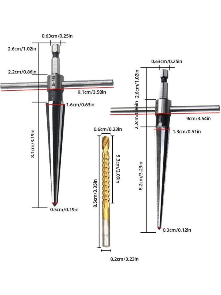 Titi 6166 Bits Saplı T Kollu Ahşap Delme Konik Rayba ve Matkap Ucu Seti