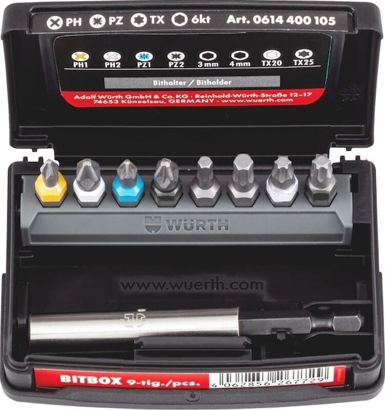 WÜRTH BİTS UÇ SETİ PH/PZ/TX/ALLEN 9 PARÇA
