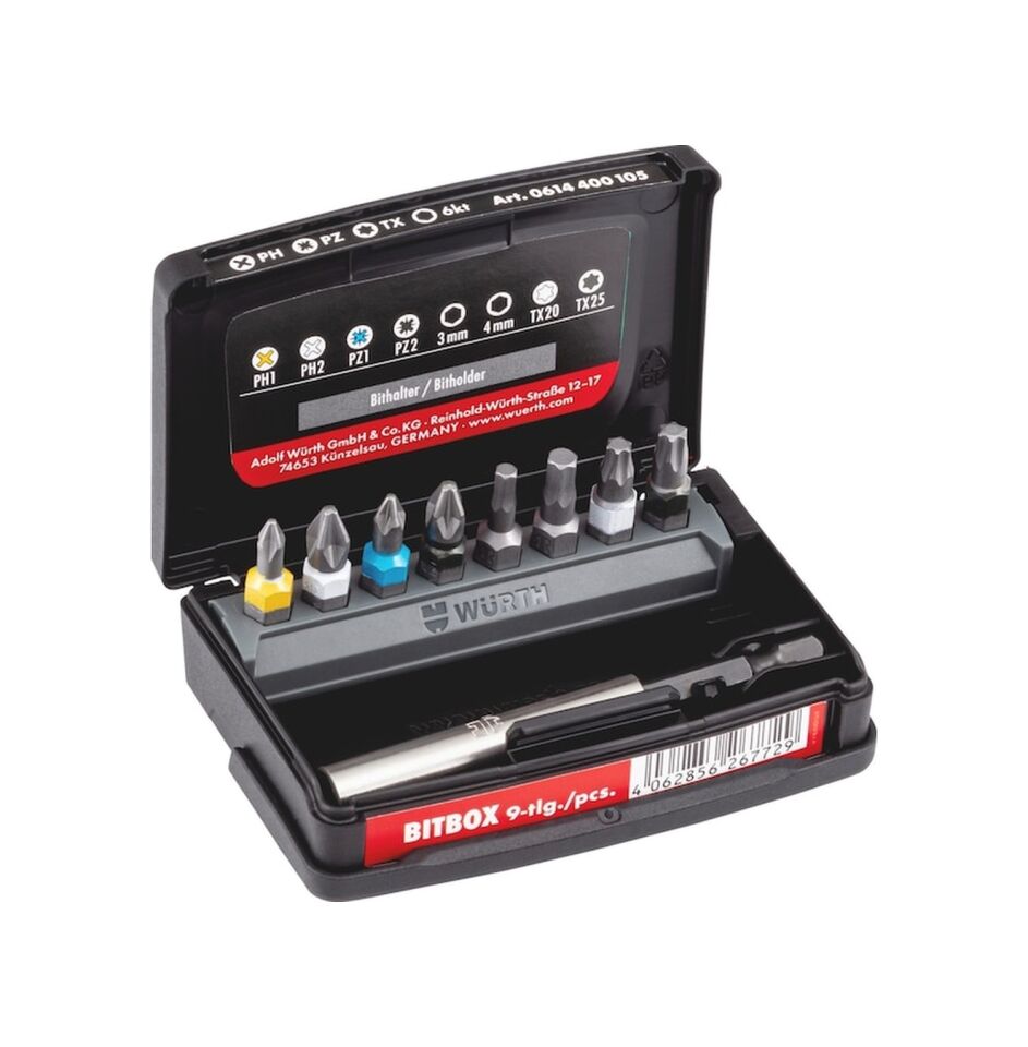 WÜRTH BİTS UÇ SETİ PH/PZ/TX/ALLEN 9 PARÇA