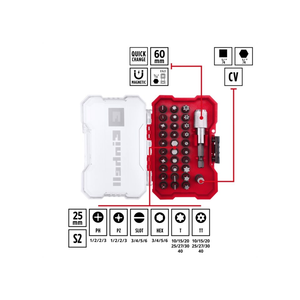EINHELL XS-CASE Bitkassette 32tlg LS Werkzeug-Zubehör