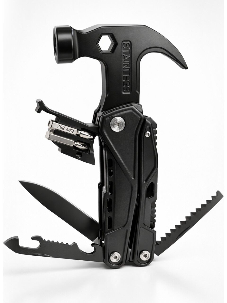 ERA06937 18 Fonksiyonlu Çok Amaçlı Kamp Aleti Paslanmaz Çelik Pense Çekiç Tornavida Seti Kılıflı