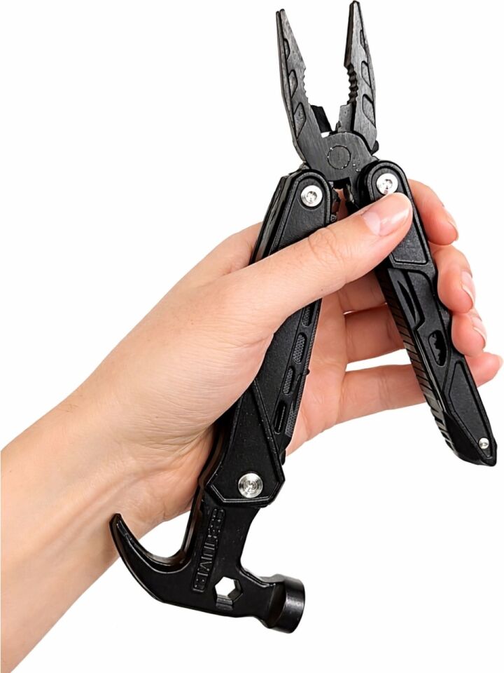 ERA06937 18 Fonksiyonlu Çok Amaçlı Kamp Aleti Paslanmaz Çelik Pense Çekiç Tornavida Seti Kılıflı