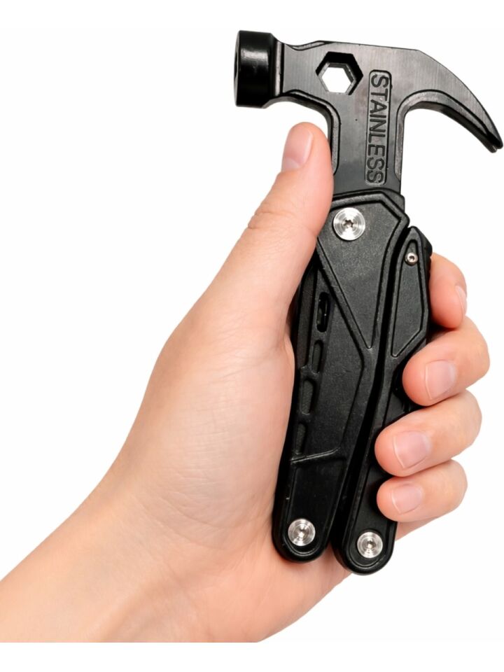 ERA06937 18 Fonksiyonlu Çok Amaçlı Kamp Aleti Paslanmaz Çelik Pense Çekiç Tornavida Seti Kılıflı