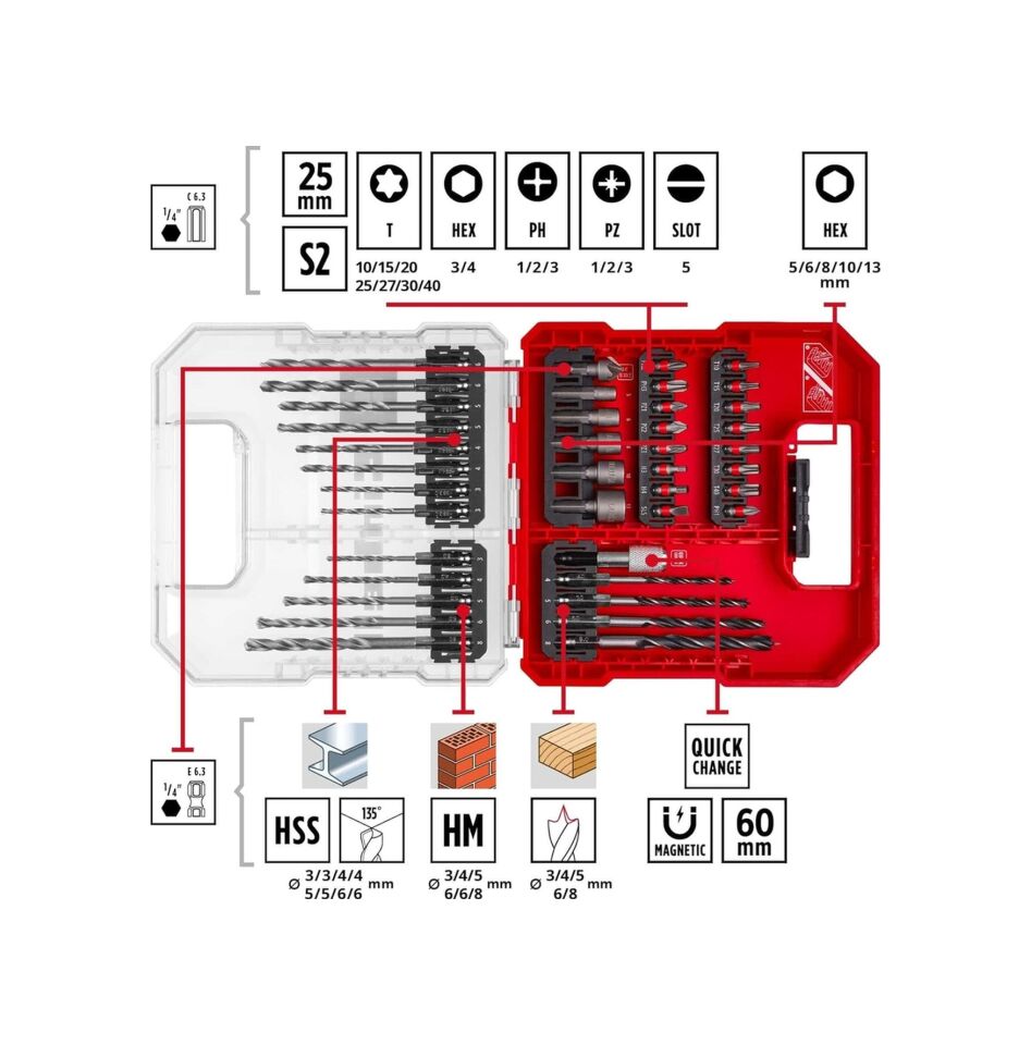 EINHELL L-CASE Kassette 40tlg LS 40 Parça Uç Seti