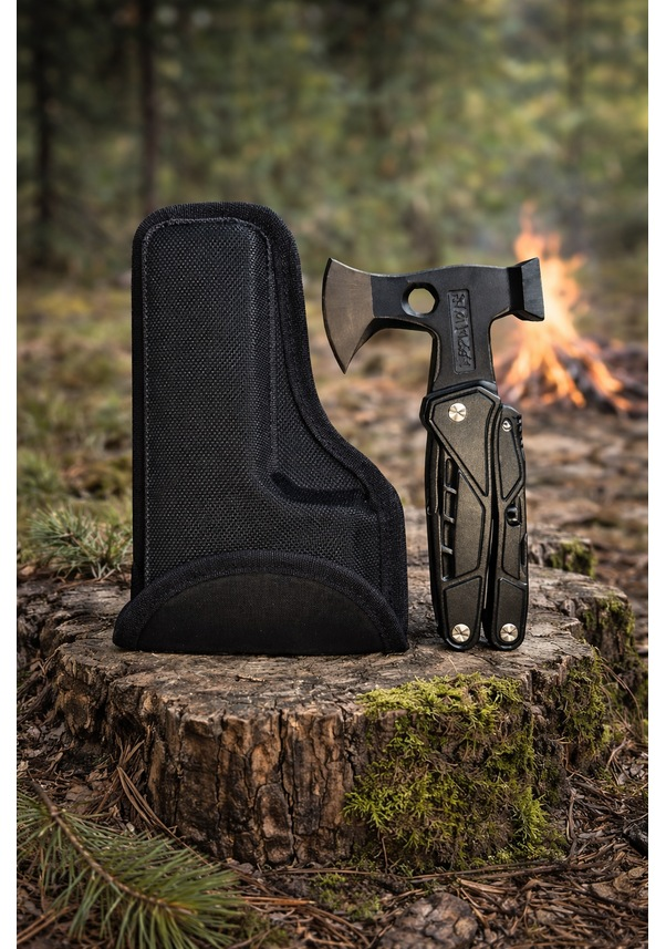 ERA06931 18 Fonksiyonlu Çok Amaçlı Kamp Aleti Balta Çekiç Pense Tornavida Seti Testere Düdük Kılıflı
