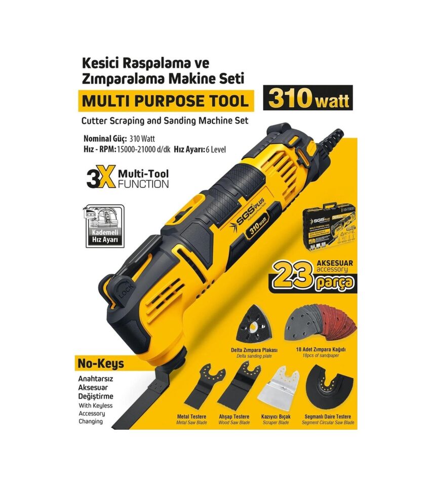 Sgs 5255 310 W Multi-Tools Kesici + Raspalama Makinesi